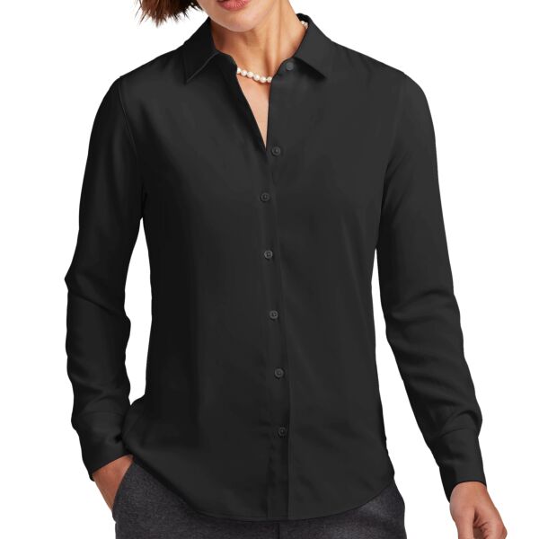 Women's Full Button Satin Blouse Thumbnail