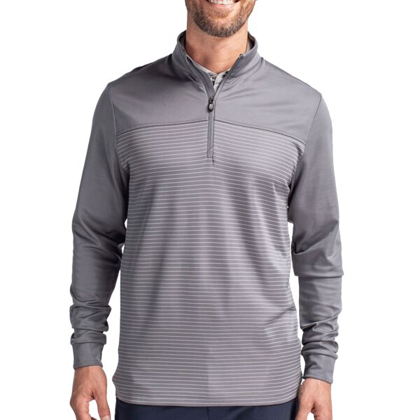 Cutter & Buck Traverse Stripe Stretch Quarter Zip Mens Pullover Thumbnail