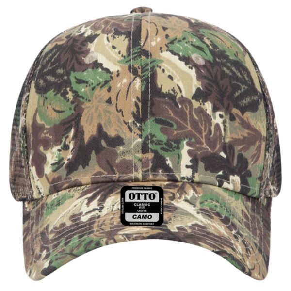 OTTO CAP® Camouflage 6 Panel Mid Profile Mesh Back Trucker Hat Thumbnail